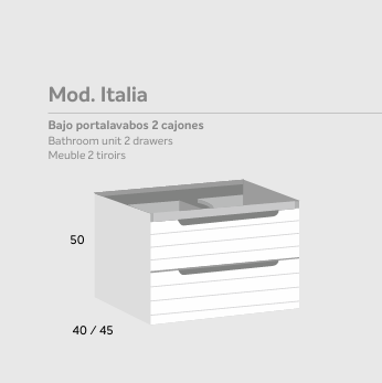 Bajo portalavabos 2 cajones Mod. ITALIA en suspensión
