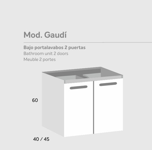 Bajo portalavabos 2 puertas Mod. GAUDÍ