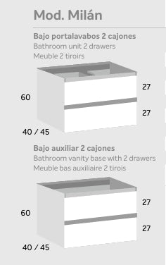 Bajo portalavabos 2 cajones Mod. MILÁN