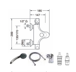Mezclador Termostático Baño con Equipo Ducha Cerler
