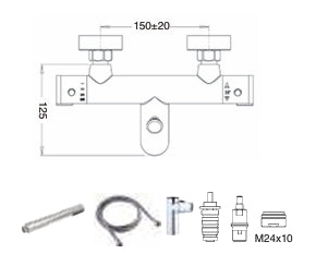 Mezclador Tersmostático Baño Iris con Equipo Ducha