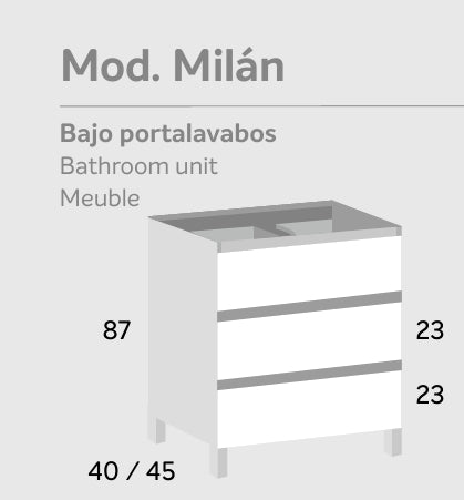 Bajo portalavabos Mod. MILÁN