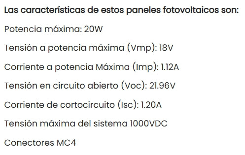 Módulo solar monocristalino RED20-36M 20W QUASAR2
