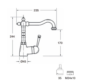 Monomando Lavabo Ordesa