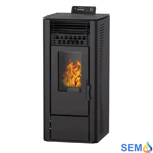 Imagen de una estufa de pellets SEMA DS11 11kW canalizable y no canalizable.