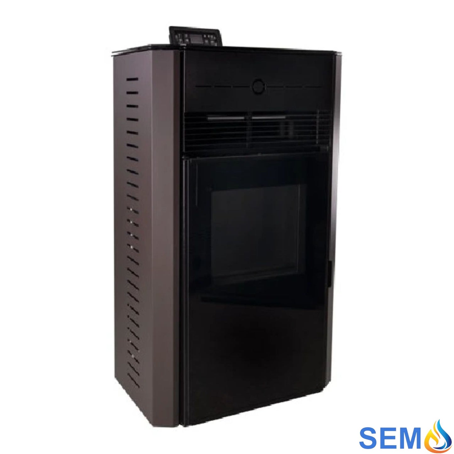 Imagen de una estufa de pellets SEMA E12 12kW de lado