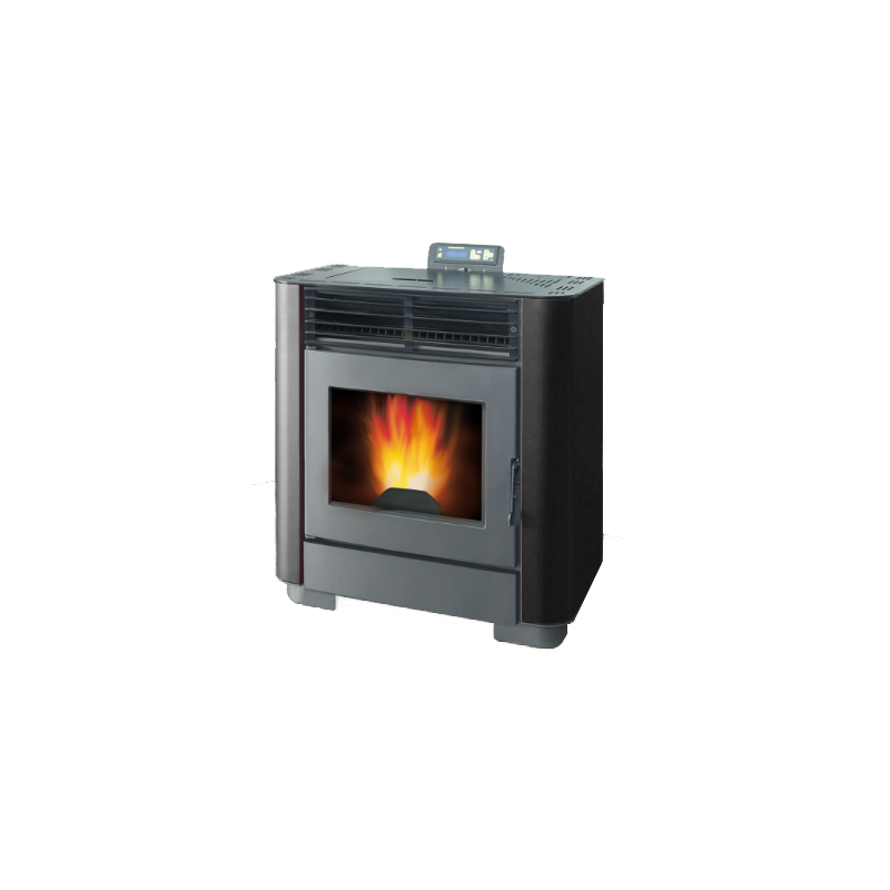 Imagen de una estufa de pellets canalizable SEMA FF16C 16kW de color negro