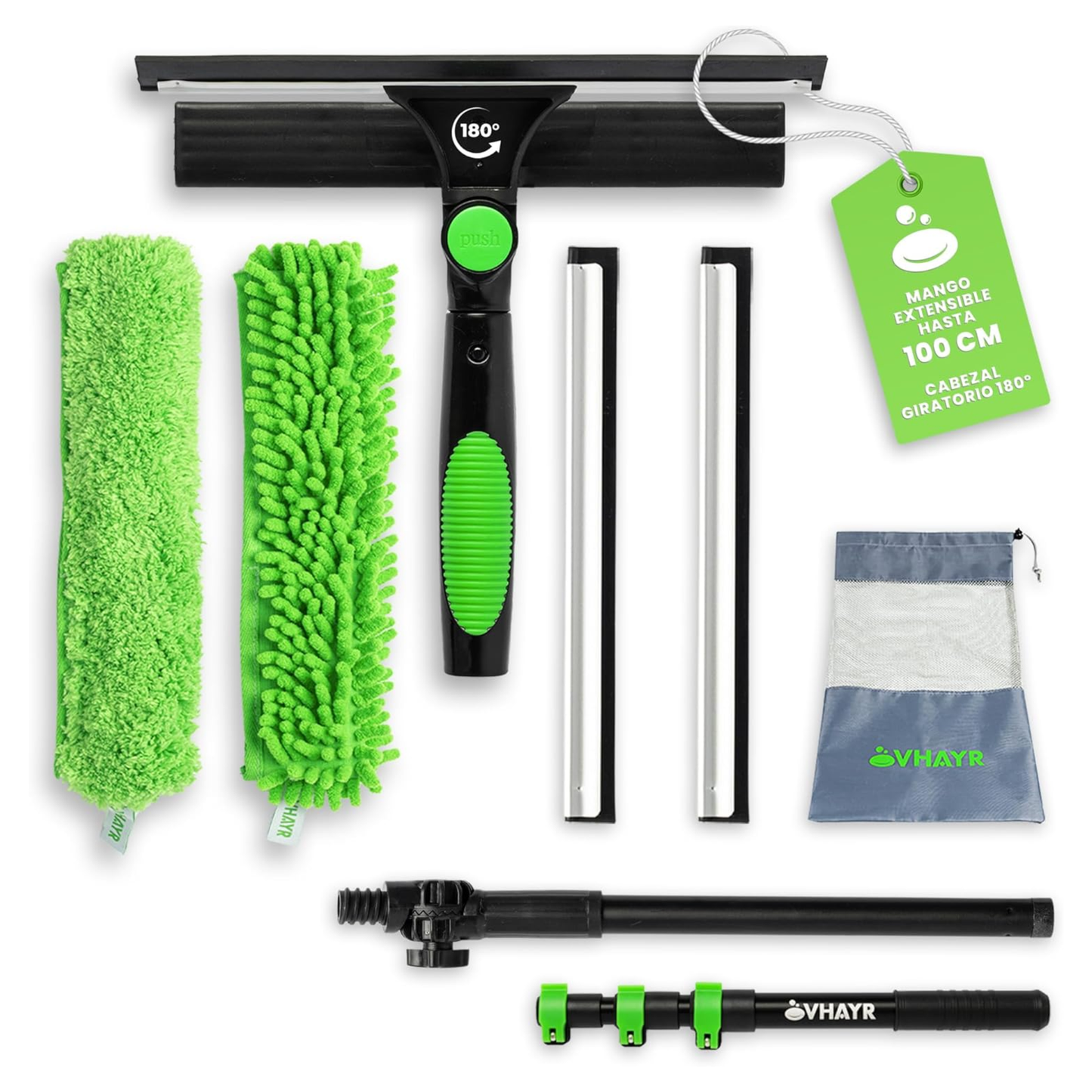 Limpiador de paneles solares con mango extensible