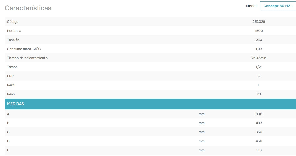 Termo Thermor Concept Horizontal