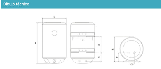 Dibujo Técnico de un Termo Thermor Premium Ceramics Slim
