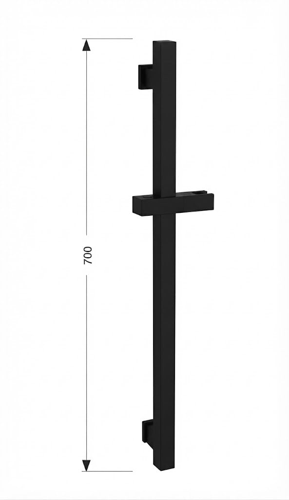 Barra Deslizante Cuadrada Inox. Con Soportue ABS