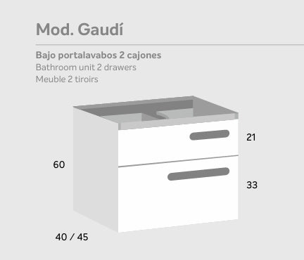 Bajo portalavabos 2 cajones Mod. GAUDÍ