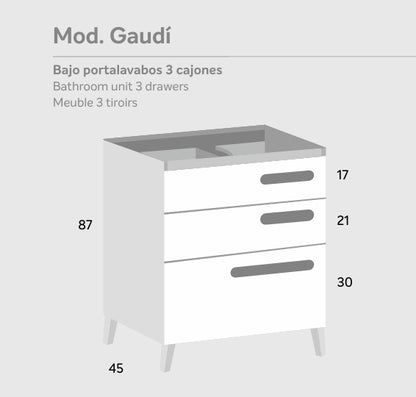 Bajo portalavabos 3 cajones Mod. GAUDÍ