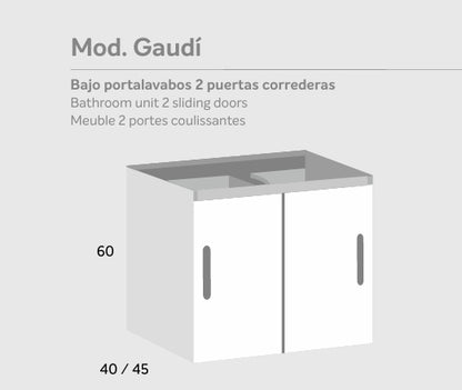 Bajo portalavabos 2 puertas correderas Mod. GAUDÍ