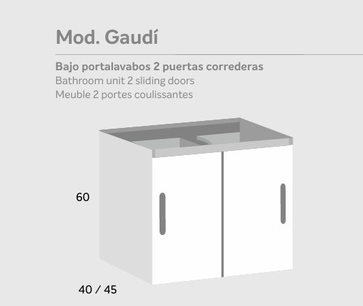 Bajo portalavabos 2 puertas correderas Mod. GAUDÍ