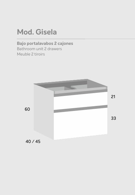 Bajo portalavabos 2 cajones Mod. GISELA