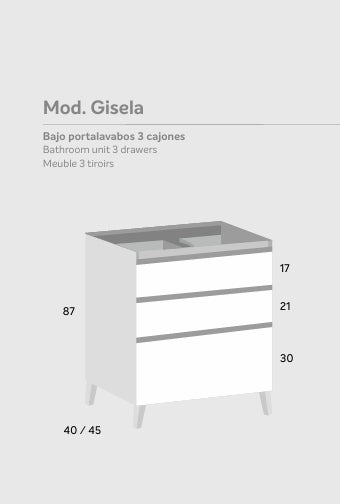 Bajo portalavabos 3 cajones Mod. GISELA