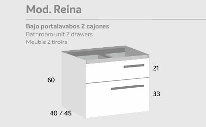 Bajo portalavabos 2 cajones Mod. REINA