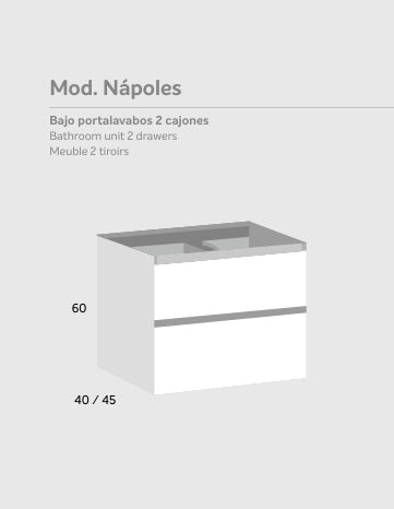 Bajo portalavabos 2 cajones Mod. NÁPOLES