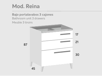Bajo portalavabos 3 cajones Mod. REINA