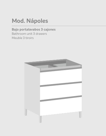 Bajo portalavabos 3 cajones Mod. NÁPOLES