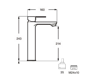 Monomando Lavabo Alto Búbal