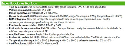 Batería de Litio KiroSolar Plus BL48+ 5,12kW 51,2V 100Ah