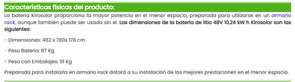 Batería de Litio Kirosolar Plus48 10.240W