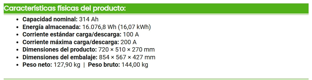 Batería de Litio KiroSolar Plus BL48+ 16kW 51,2V 314Ah (Suelo con Ruedas)