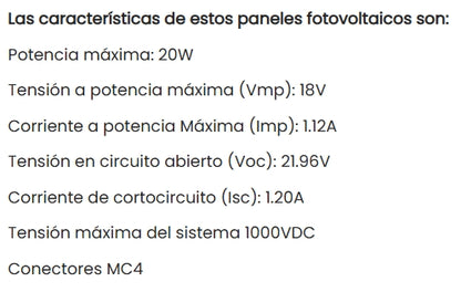 Módulo solar monocristalino RED20-36M 20W QUASAR2