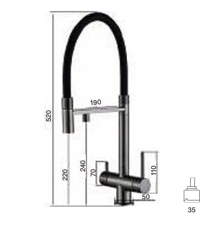 Monomando Fregadera Ósmosis Caño Flexible
