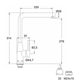 Monomando Fregadera Acero Inoxidable Aisi 304