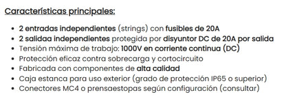 Caja de protecciones CC 2 entradas 2 salidas 20A