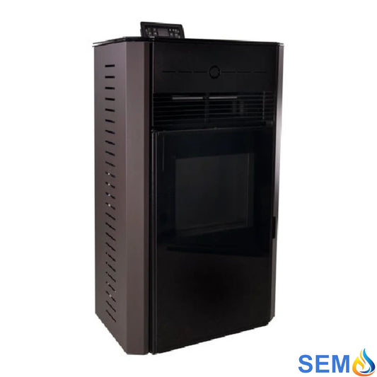 Imagen de una estufa de pellets SEMA E12 12kW de lado
