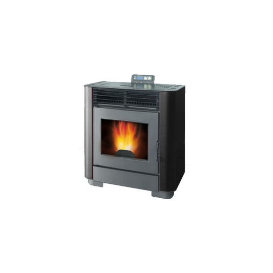 Imagen de una estufa de pellets canalizable SEMA FF16C 16kW de color negro
