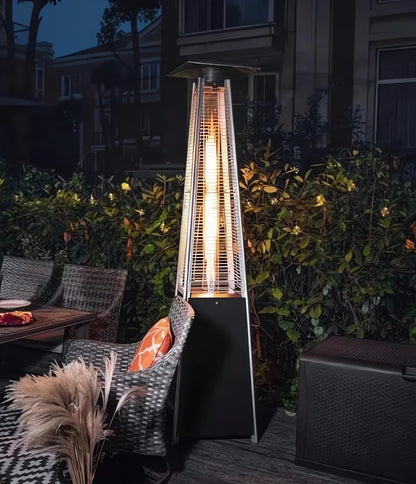 Imagen de como se veria una estufa de pellets exterior 12,2W de noche